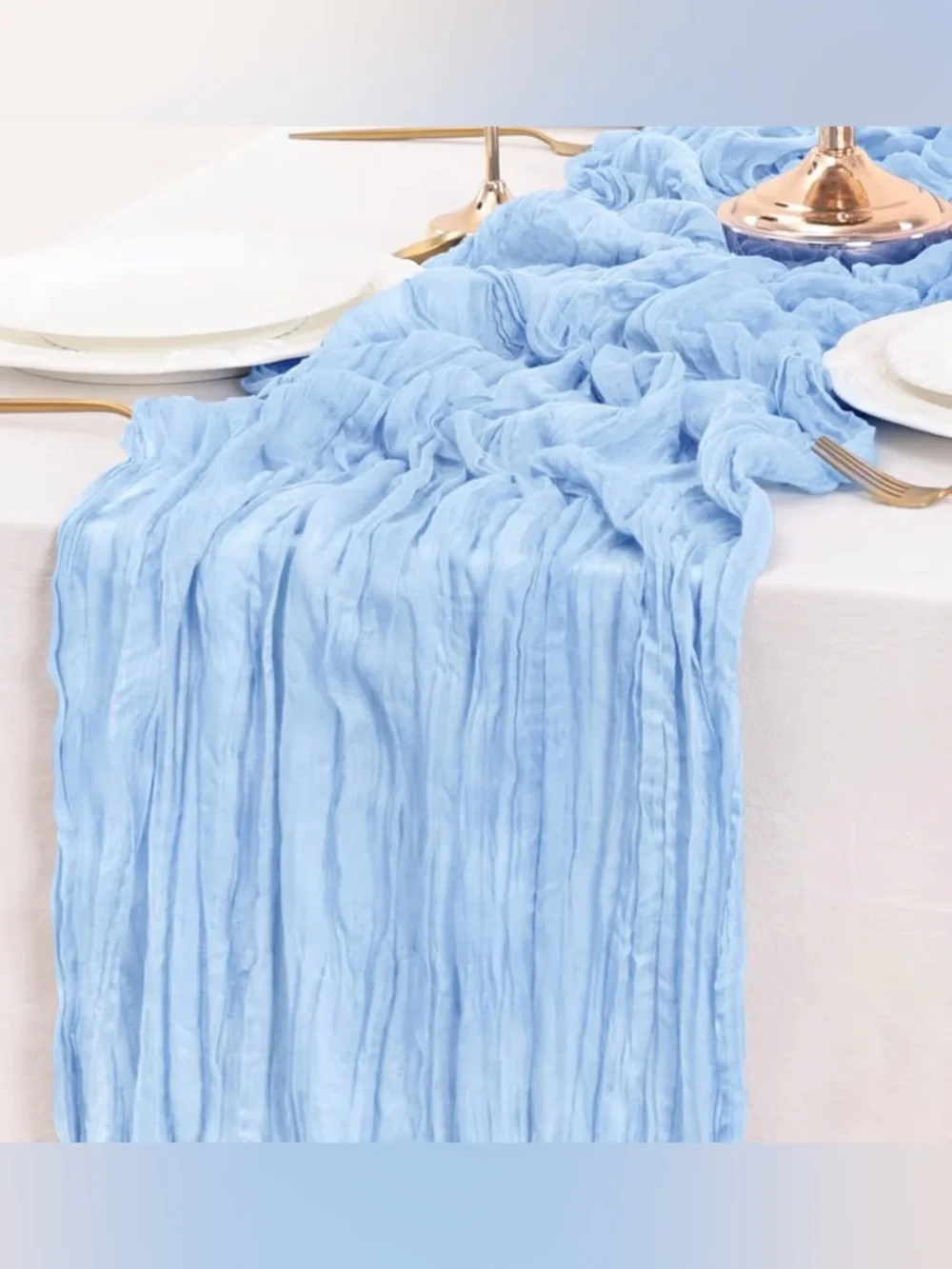 NEW-Set of 2 -10 Foot BabyBlue Cheesecloth Table Runner Table Runner Boho Gauze